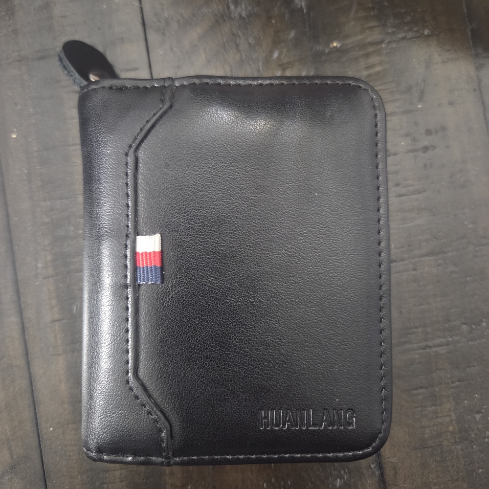 Black Leather Zip Card & Key Holder Wallet